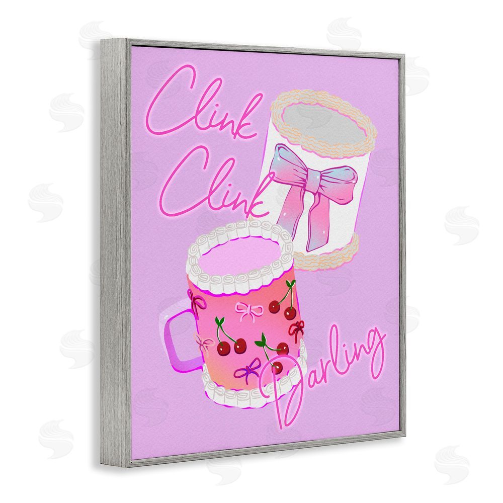 Ziwei Li Clink Darling Cherry Mug Gray Framed Giclee Wall Art Print