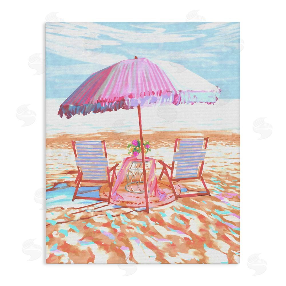 Ziwei Li Seaside Summer Picnic For Two Stretched Canvas Wall Art Print