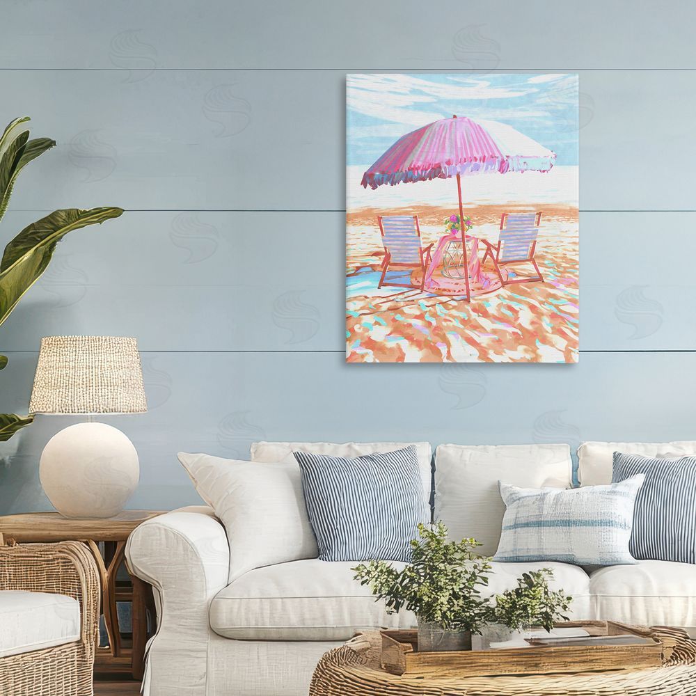 Ziwei Li Seaside Summer Picnic For Two Stretched Canvas on Wall