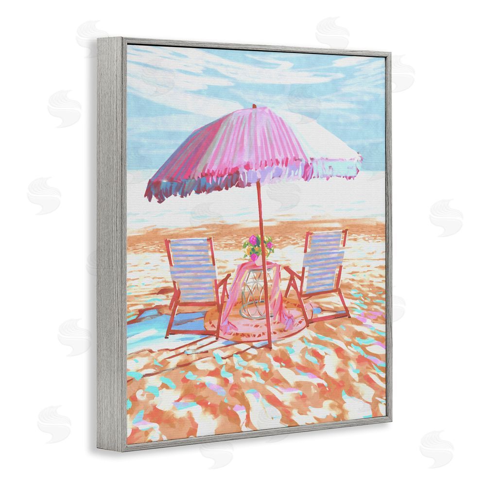 Ziwei Li Seaside Summer Picnic For Two Gray Framed Giclee Wall Art Print