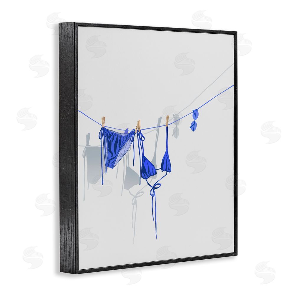 Ziwei Li Blue Bikini on Clothesline Black Framed Giclee Wall Art Print
