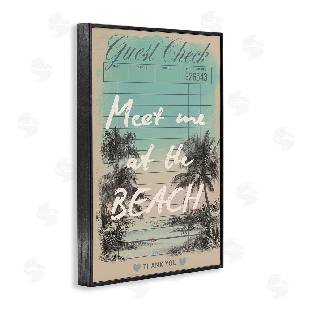 Sarah Donington Art Hustle LLC Meet Me At Beach Check Black Framed Giclee Wall Art Print