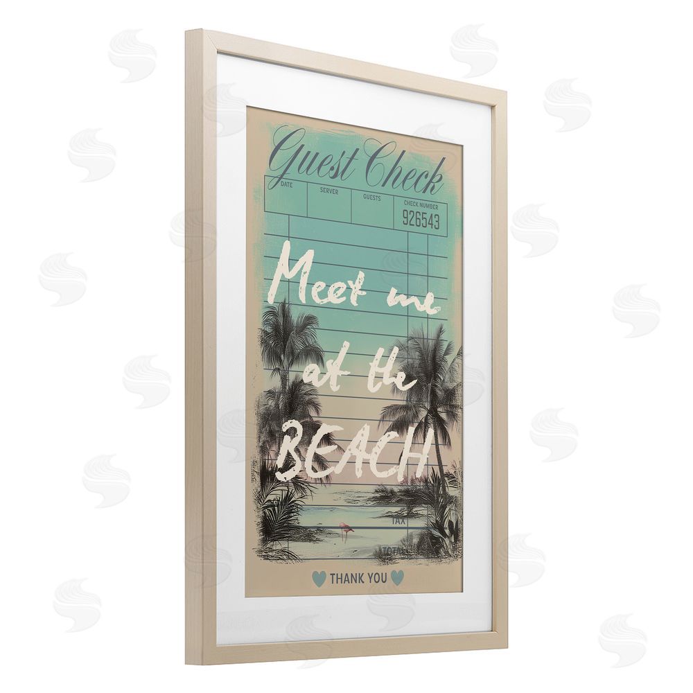 Sarah Donington Art Hustle LLC Meet Me At Beach Check Birch Framed Print Under Glass Wall Art