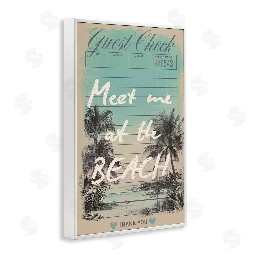 Sarah Donington Art Hustle LLC Meet Me At Beach Check White Framed Giclee Wall Art Print