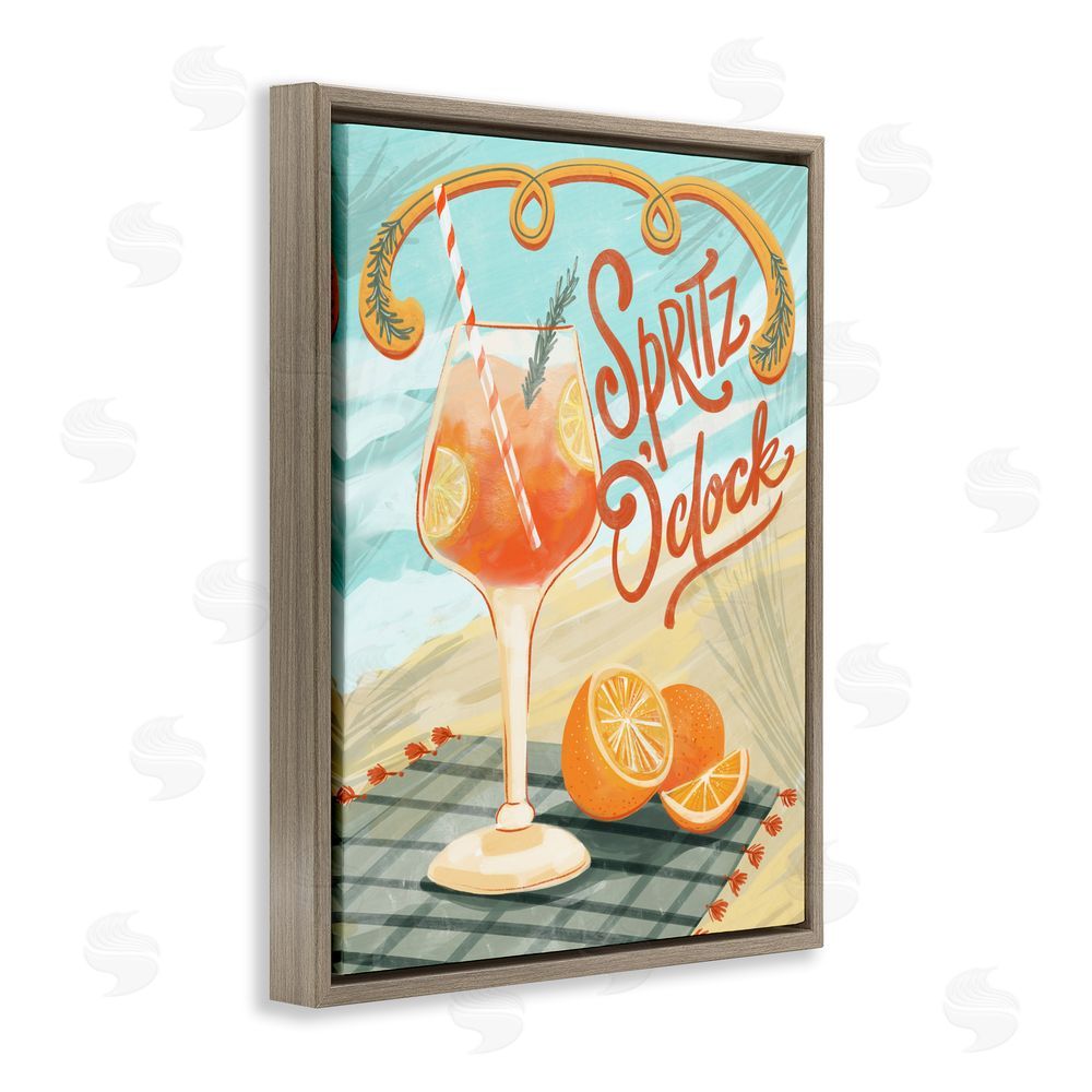 Connie Summers Spritz O'Clock Citrus Cocktail Brown Floating Framed Canvas Wall Art Print