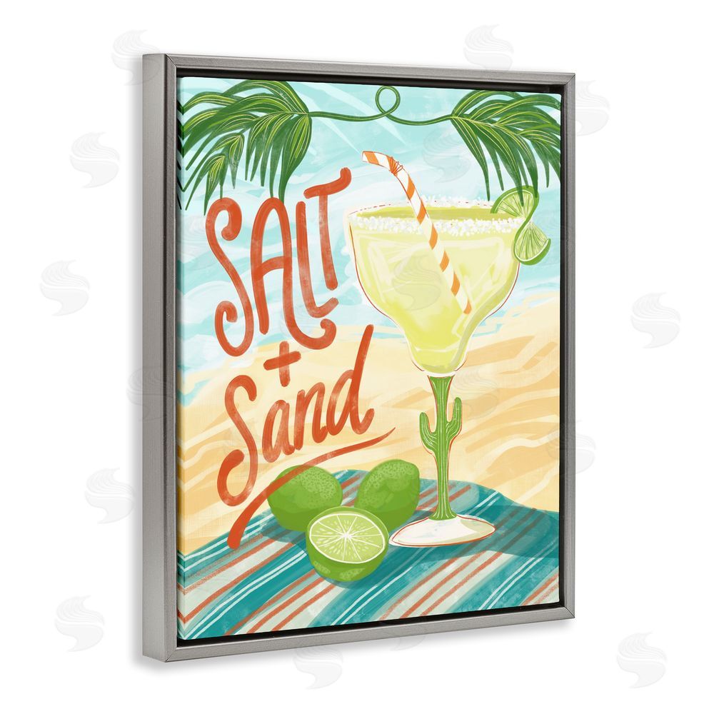 Connie Summers Salt & Sand Margarita Gray Floating Framed Canvas Wall Art Print