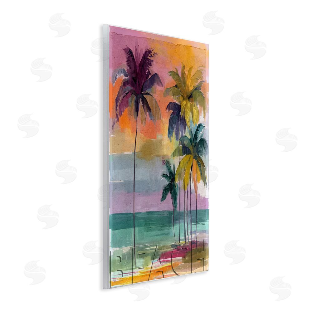 Annabelle Hall Crayon Beach at Sunset Wall Plaque with Fixed Lithograph Print