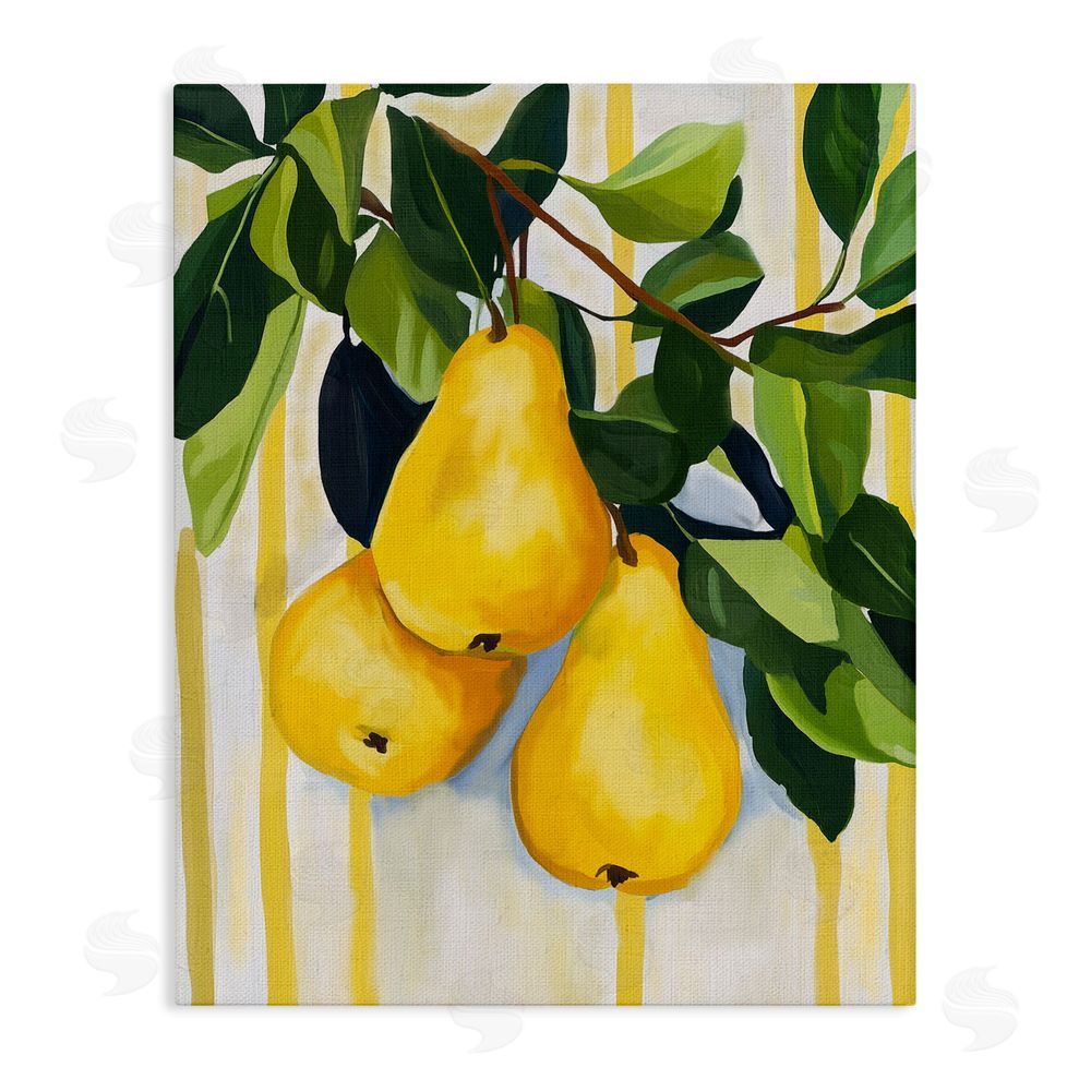 Yen Pears on Lush Branch Stretched Canvas Wall Art