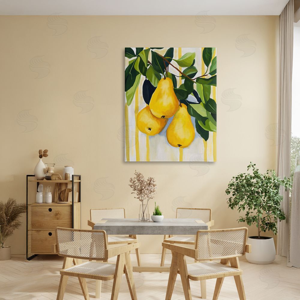 Yen Pears on Lush Branch Stretched Canvas Wall Art in Room