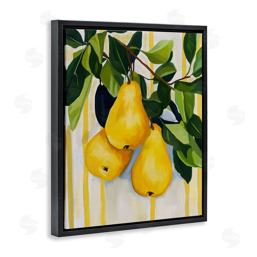 Yen Pears on Lush Branch Black Floating Framed Canvas Wall Art