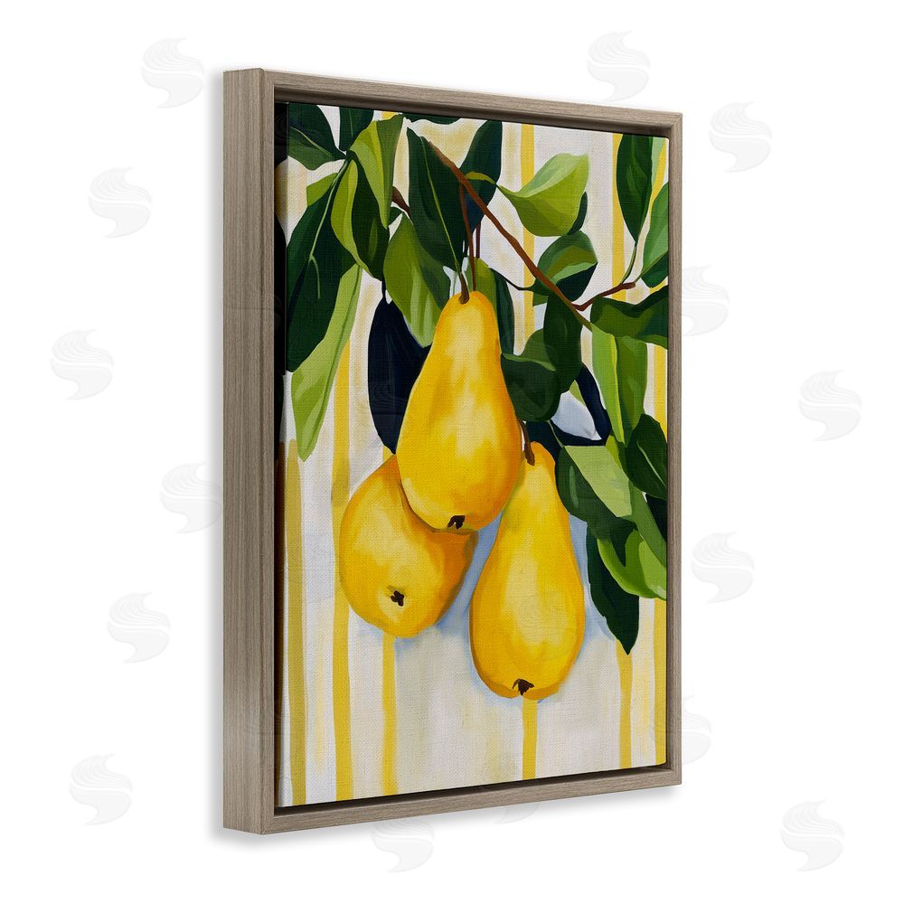 Yen Pears on Lush Branch Brown Floating Framed Canvas Wall Art