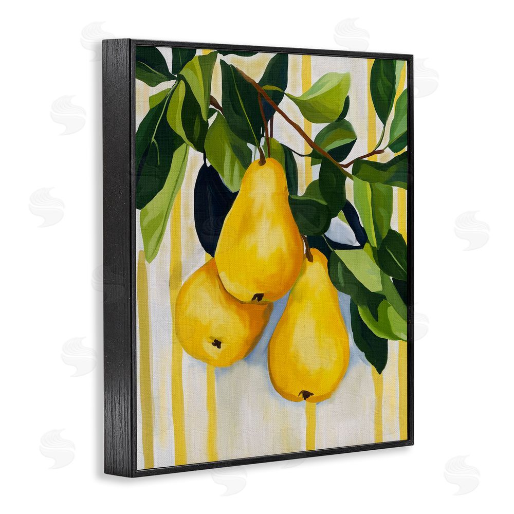 Yen Pears on Lush Branch Black Framed Giclee Wall Art