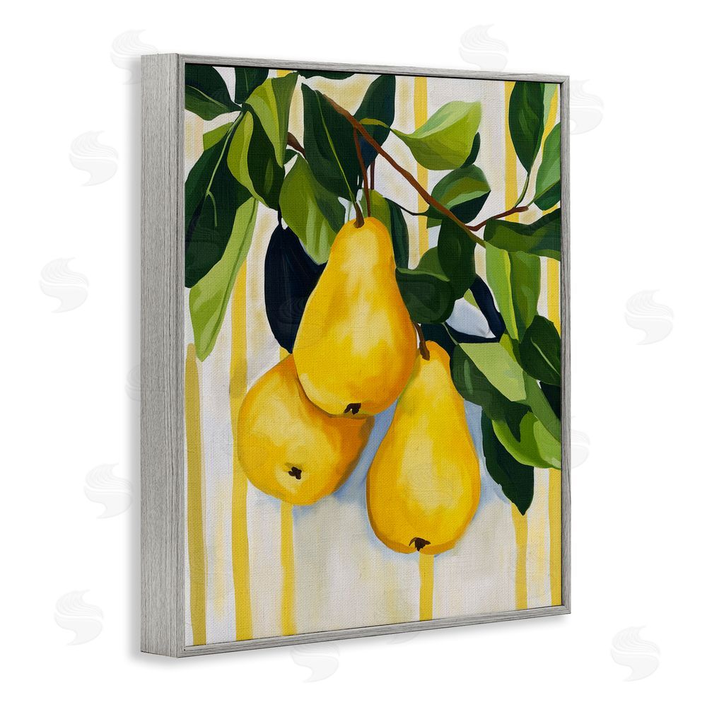 Yen Pears on Lush Branch Gray Framed Giclee Wall Art