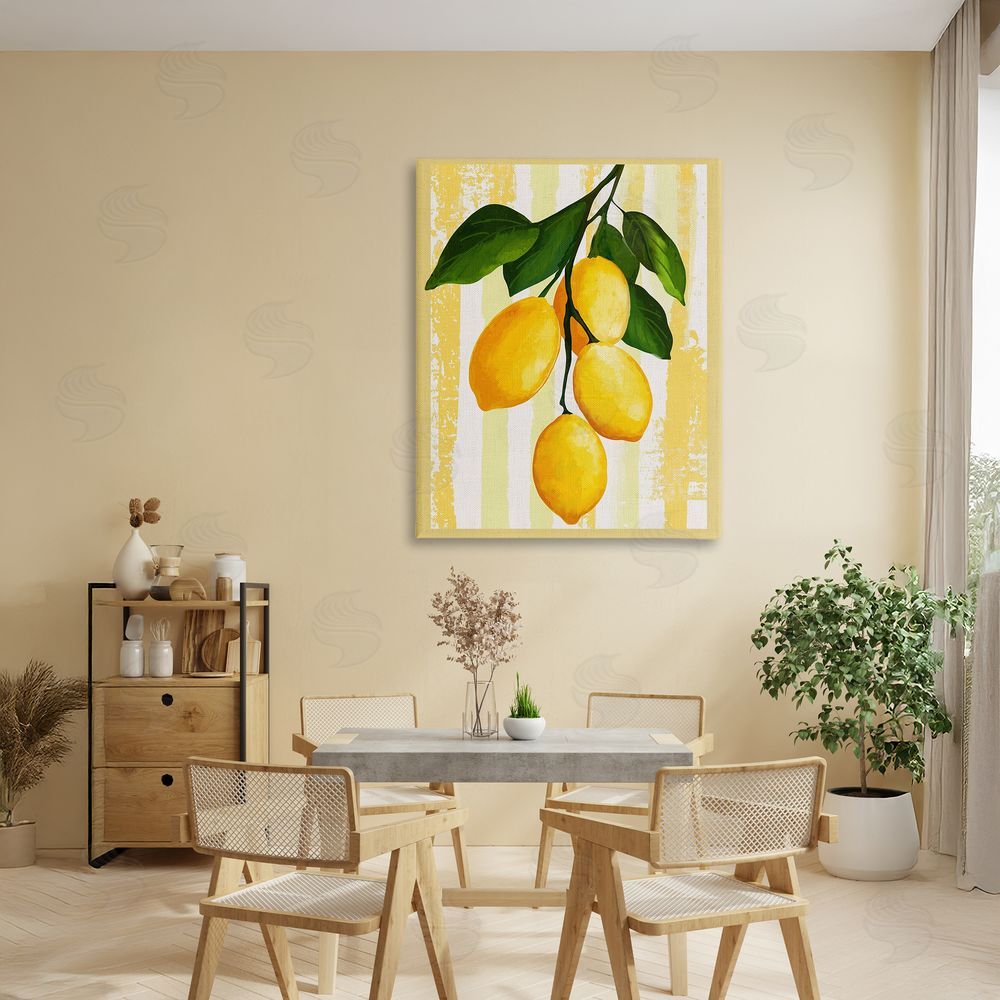 Yen Lemons on Green Branch Stretched Canvas Wall Art in Room
