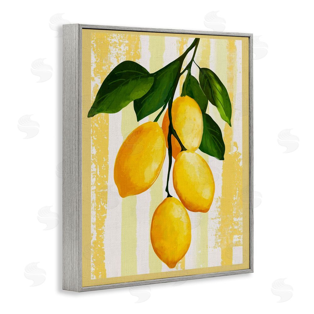 Yen Lemons on Green Branch Gray Framed Giclee Wall Art