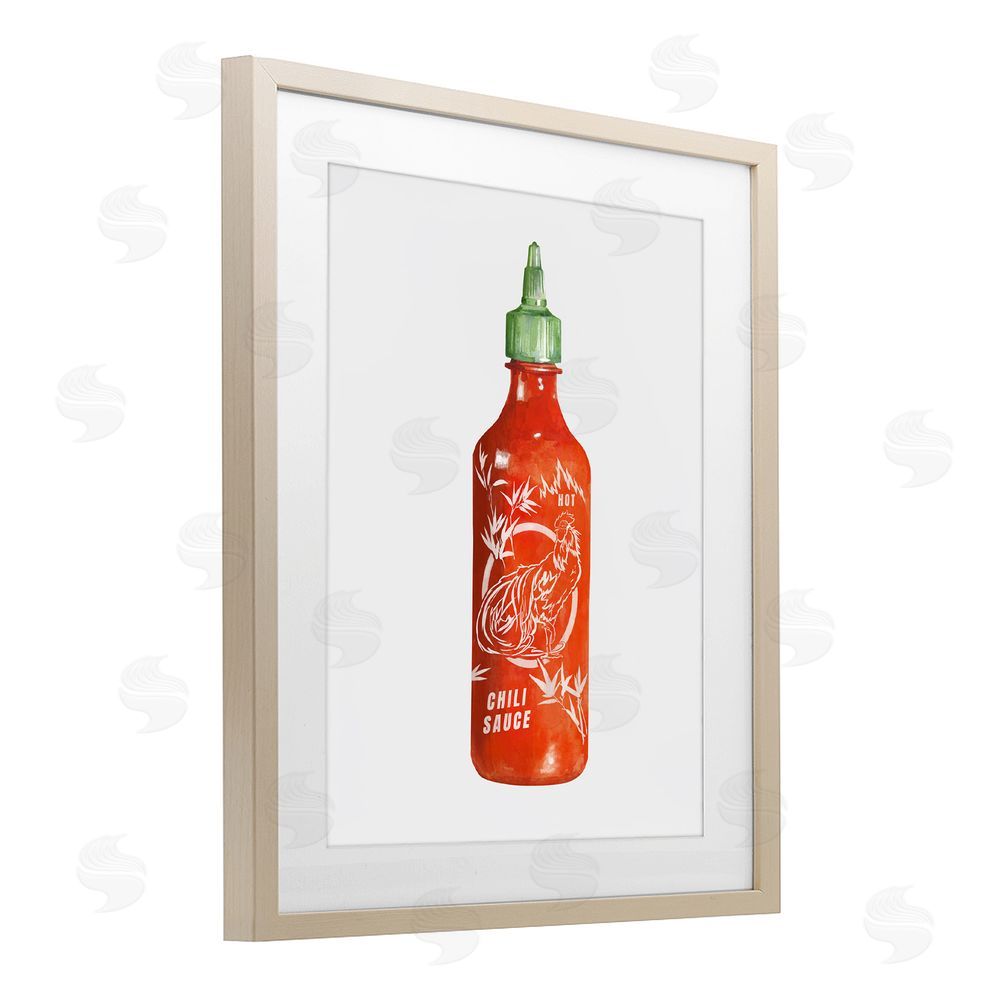 Radhika Modi Iconic Hot Sauce Bottle Brown Framed Print Under Glass Wall Art