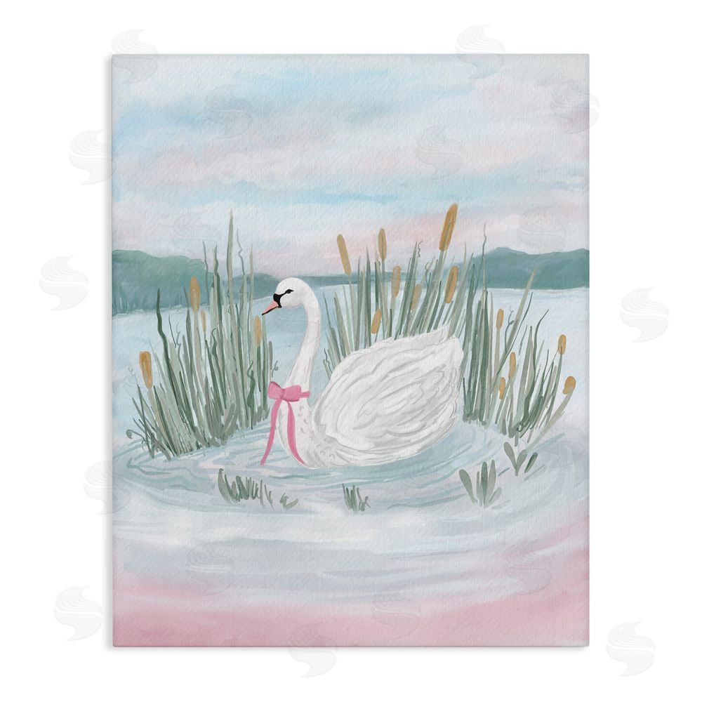 Adreane Fippinger Swan Serenade on Lake Stretched Canvas Wall Art Print