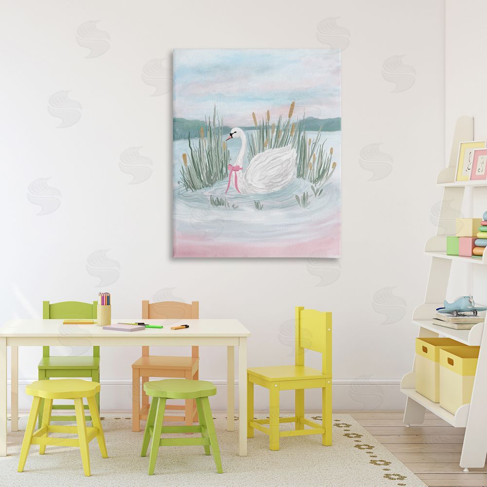 Adreane Fippinger Swan Serenade on Lake Stretched Canvas on Wall