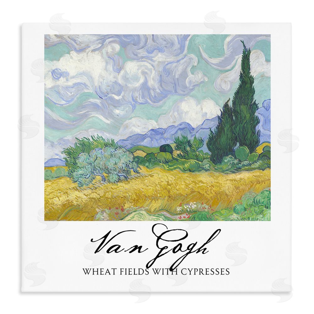 Vintage Hustle Van Gogh Wheat Field with Cypresses Stretched Canvas Wall Art Print