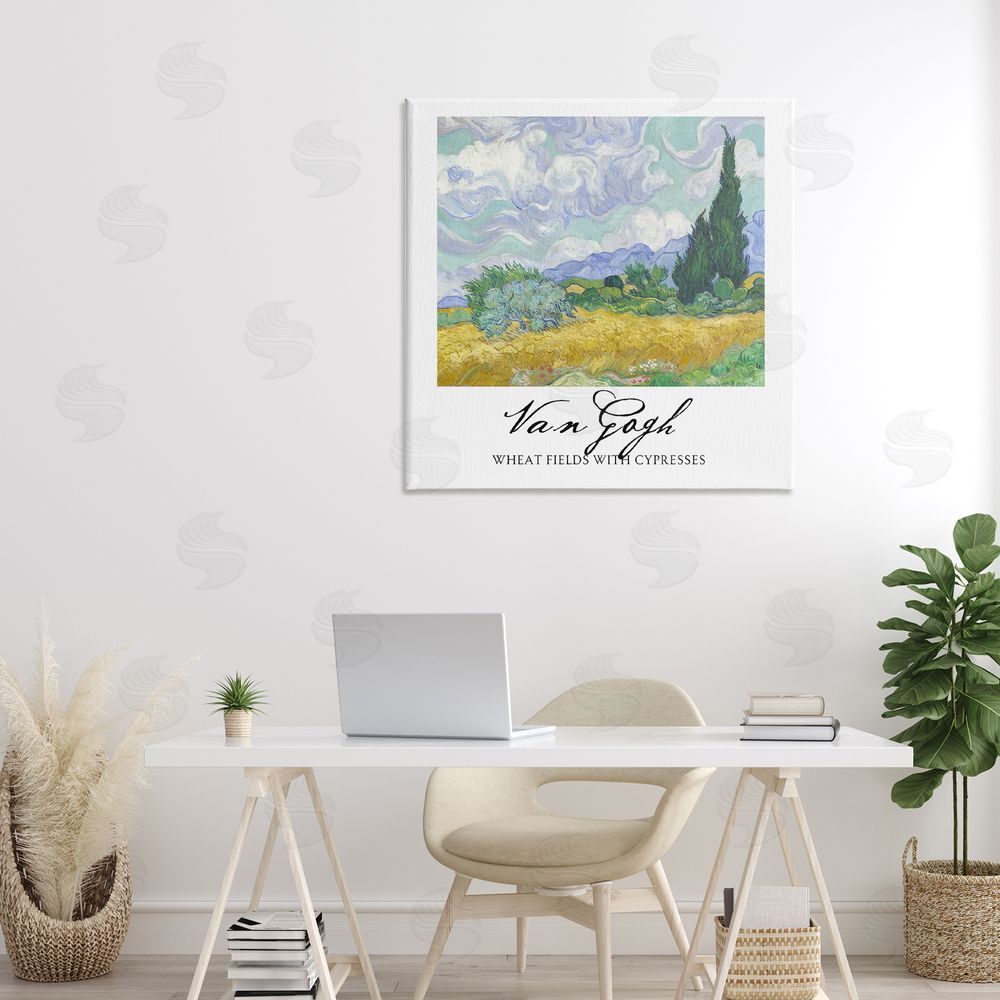 Vintage Hustle Van Gogh Wheat Field with Cypresses Stretched Canvas on Wall