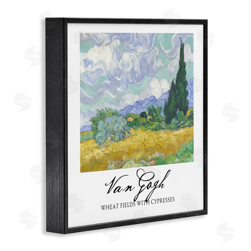 Vintage Hustle Van Gogh Wheat Field with Cypresses Black Framed Giclee Wall Art Print