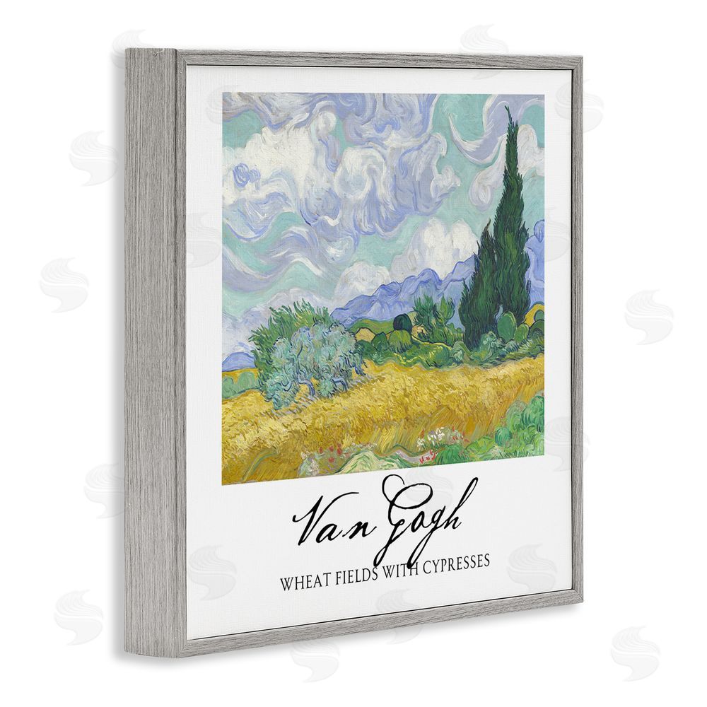 Vintage Hustle Van Gogh Wheat Field with Cypresses Gray Framed Giclee Wall Art Print