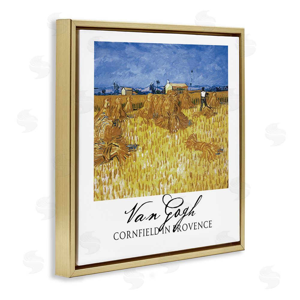 Vintage Hustle Van Gogh Cornfield Provence Gold Floating Frame Canvas Wall Art Print