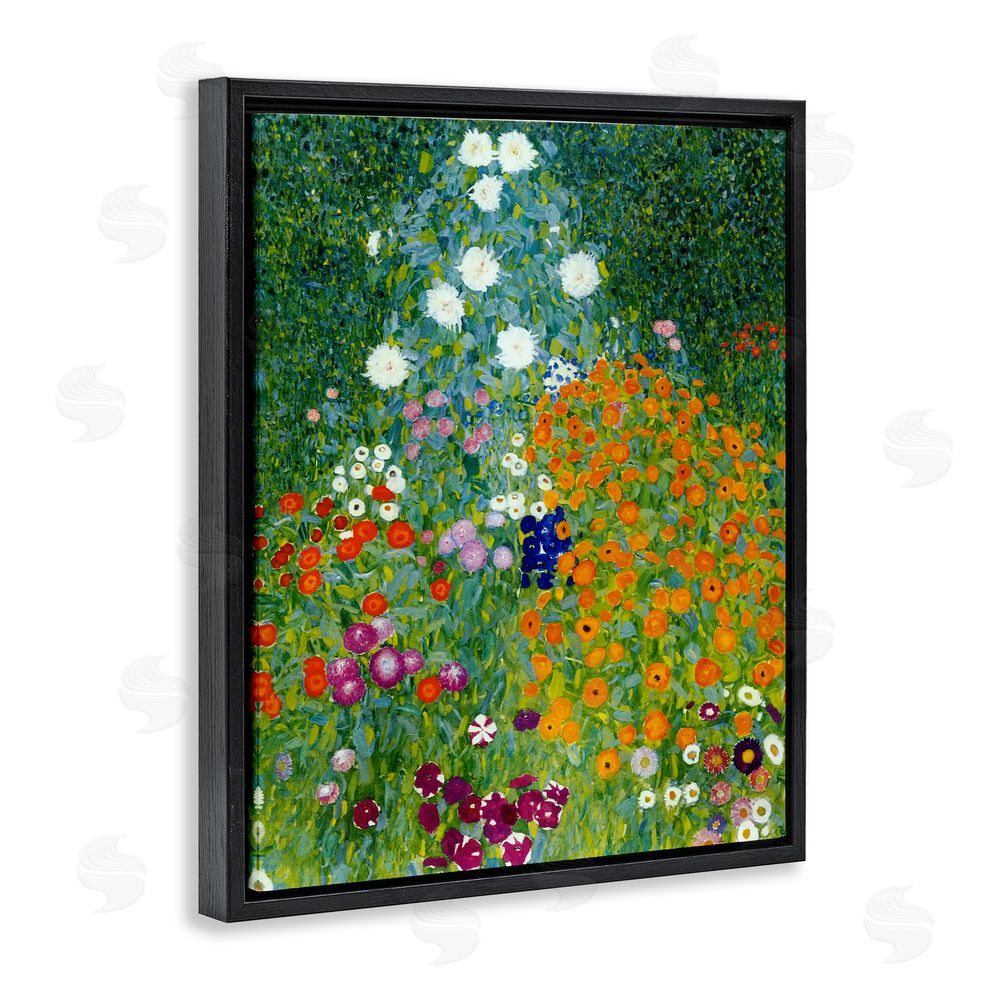 Vintage Hustle Farm Garden Classic Klimt Black Floating Framed Canvas Wall Art