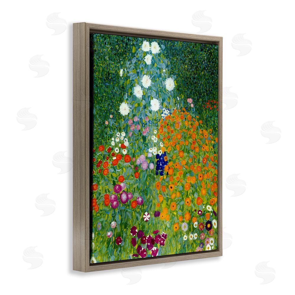 Vintage Hustle Farm Garden Classic Klimt Brown Floating Framed Canvas Wall Art