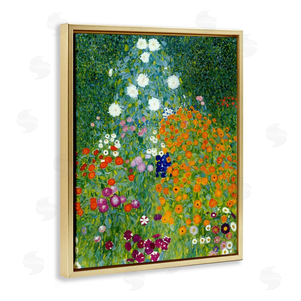 Vintage Hustle Farm Garden Classic Klimt Gold Floating Framed Canvas Wall Art