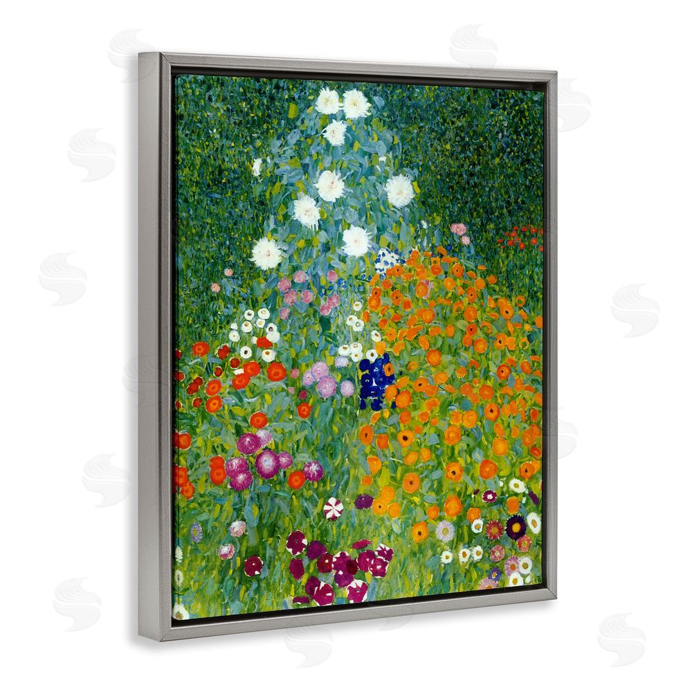 Vintage Hustle Farm Garden Classic Klimt Gray Floating Framed Canvas Wall Art