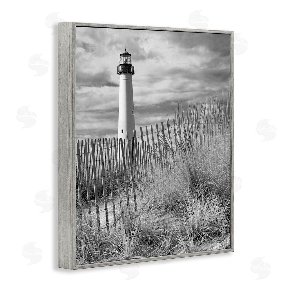 MJ Photography Cape May Lighthouse View Gray Framed Giclee Wall Art Print