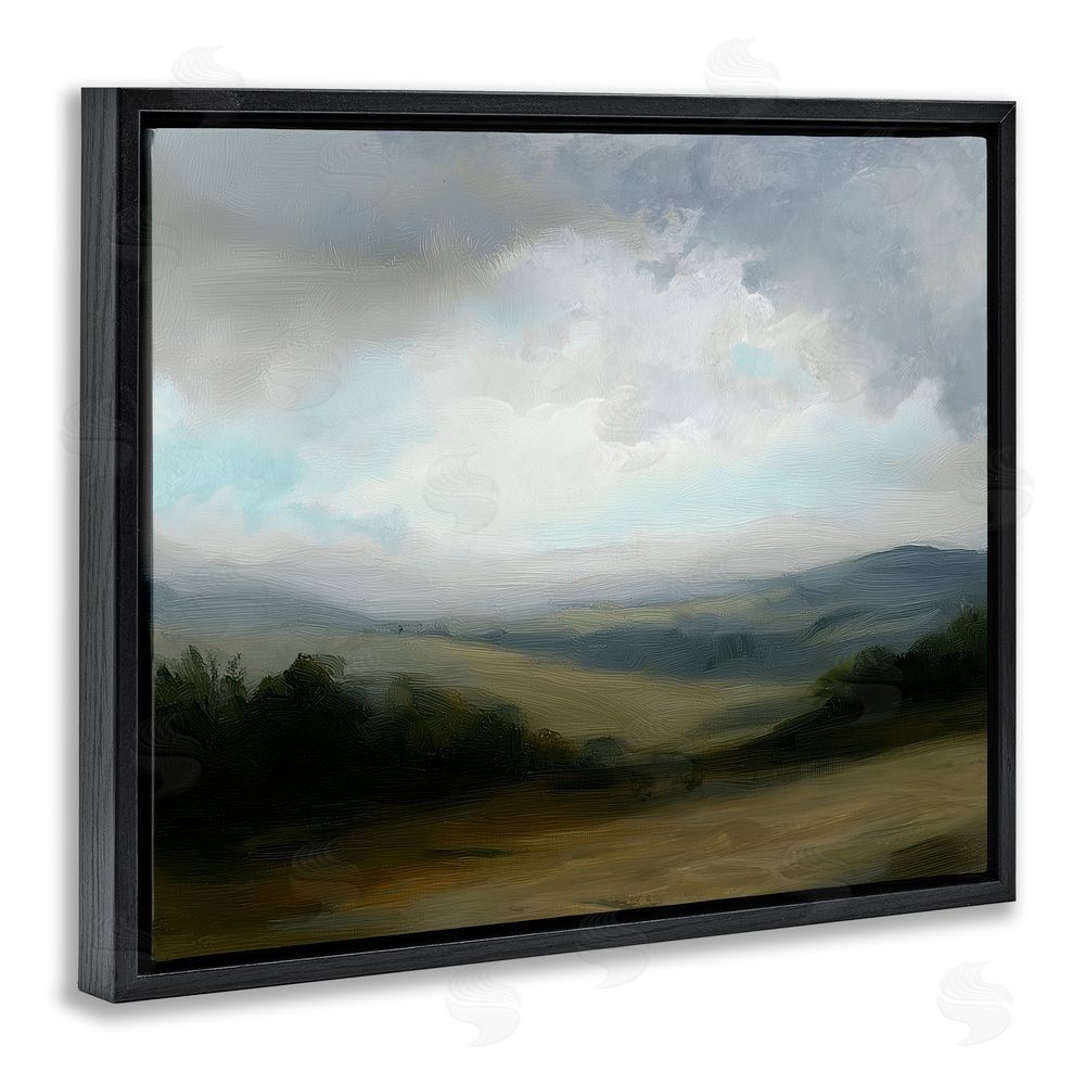 Annabelle Hall Refreshed Quiet Rolling Hills Black Floating Framed Canvas Wall Art