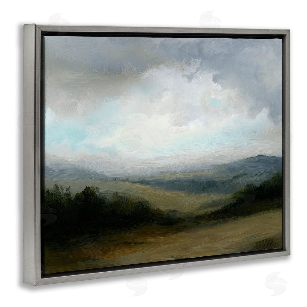Annabelle Hall Refreshed Quiet Rolling Hills Gray Floating Framed Canvas Wall Art