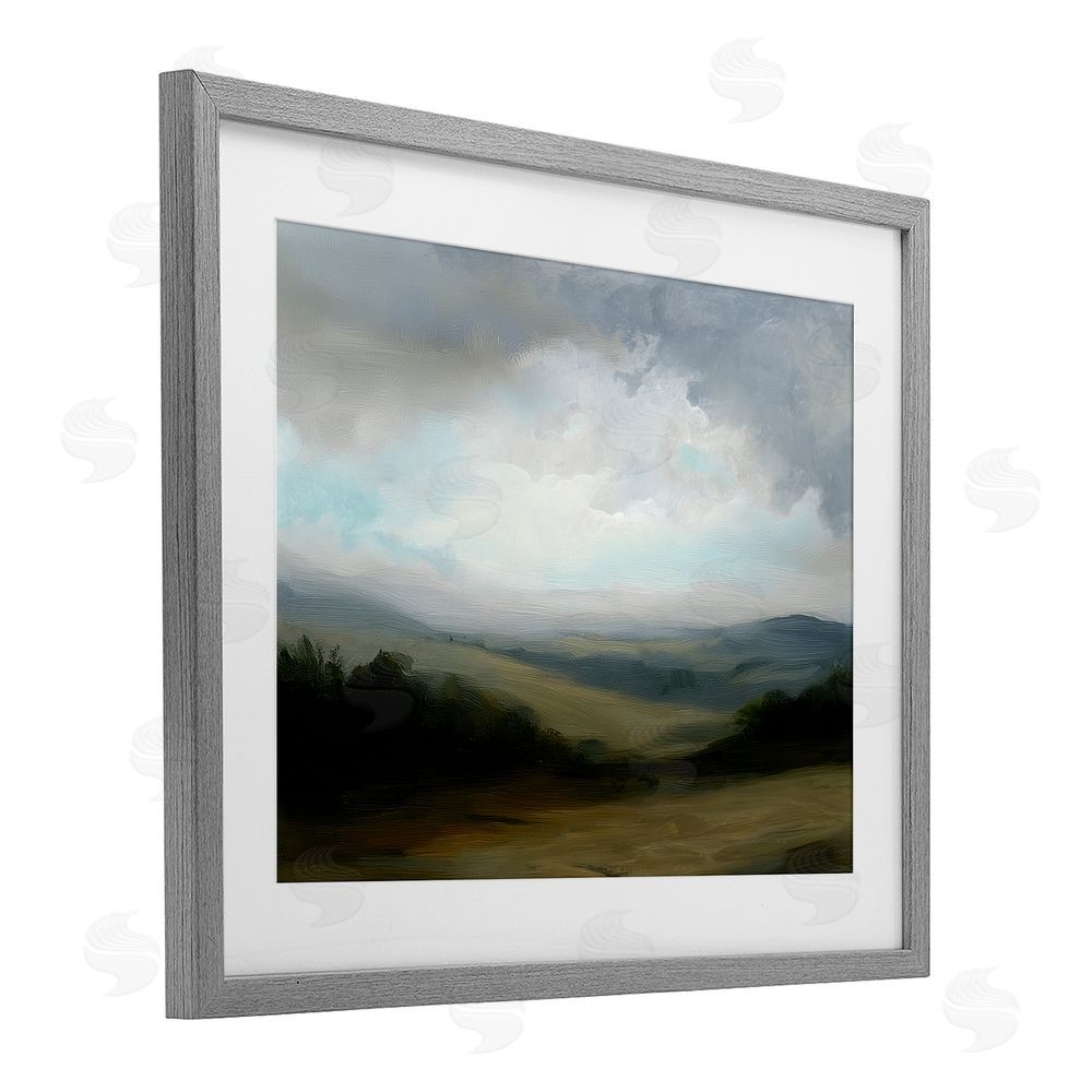 Annabelle Hall Refreshed Quiet Rolling Hills Gray Framed Print Under Glass Wall Art