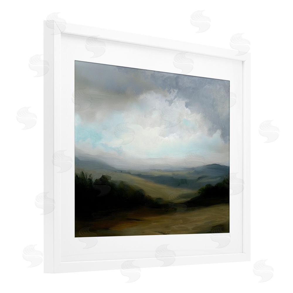 Annabelle Hall Refreshed Quiet Rolling Hills White Framed Print Under Glass Wall Art