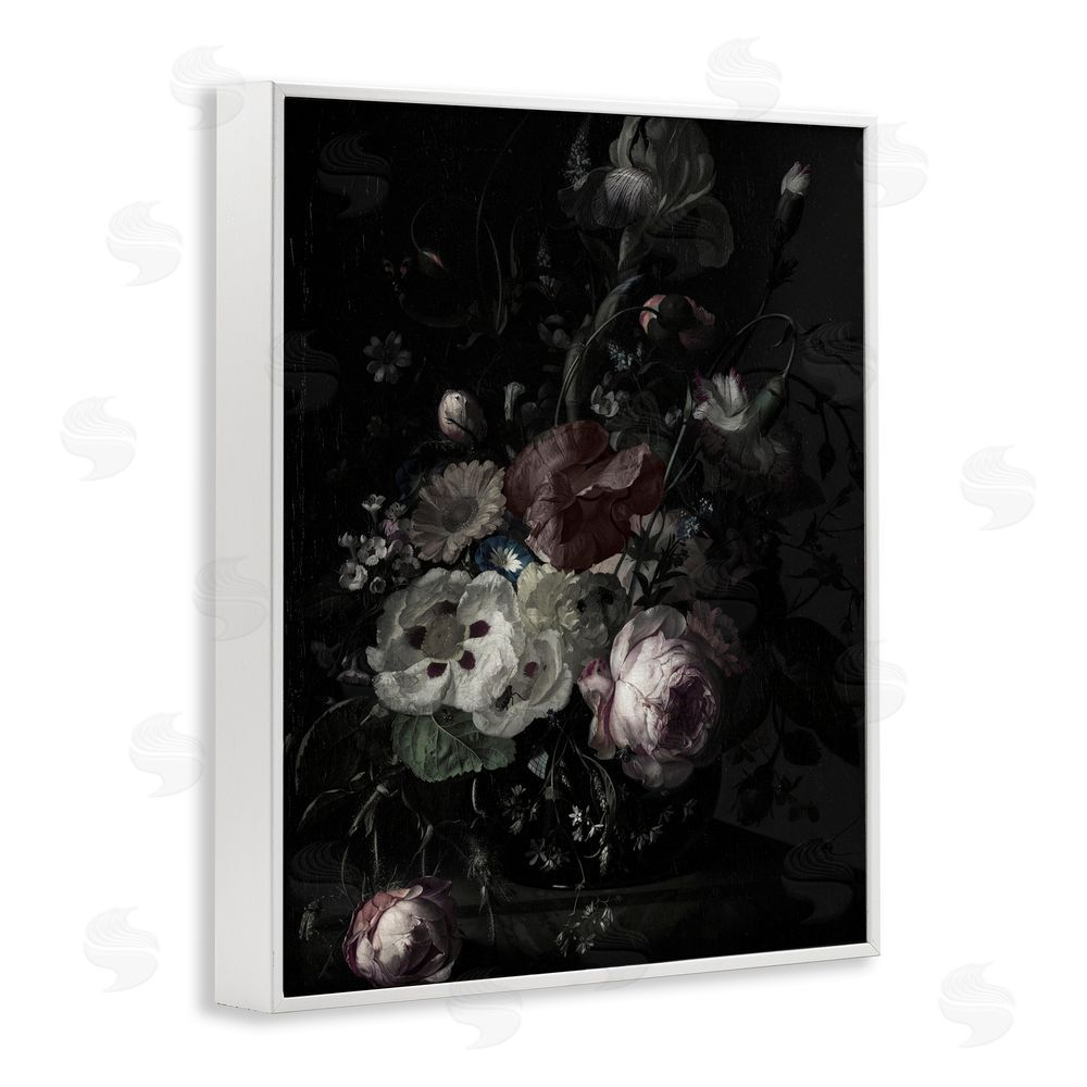Annabelle Hall Dark Arrangement of Flowers White Framed Giclee Wall Art Print
