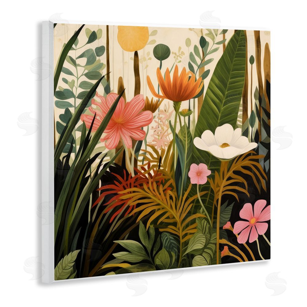 Lazar Studio Botanical Embrace in the Jungle Wall Plaque Art Print with White Foil Wrap