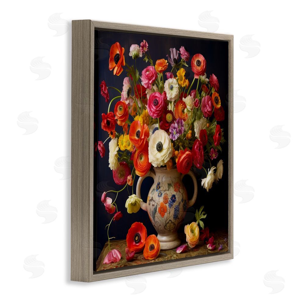 Lazar Studio Harmonious Bouquet Composition Brown Floating Framed Canvas Wall Art