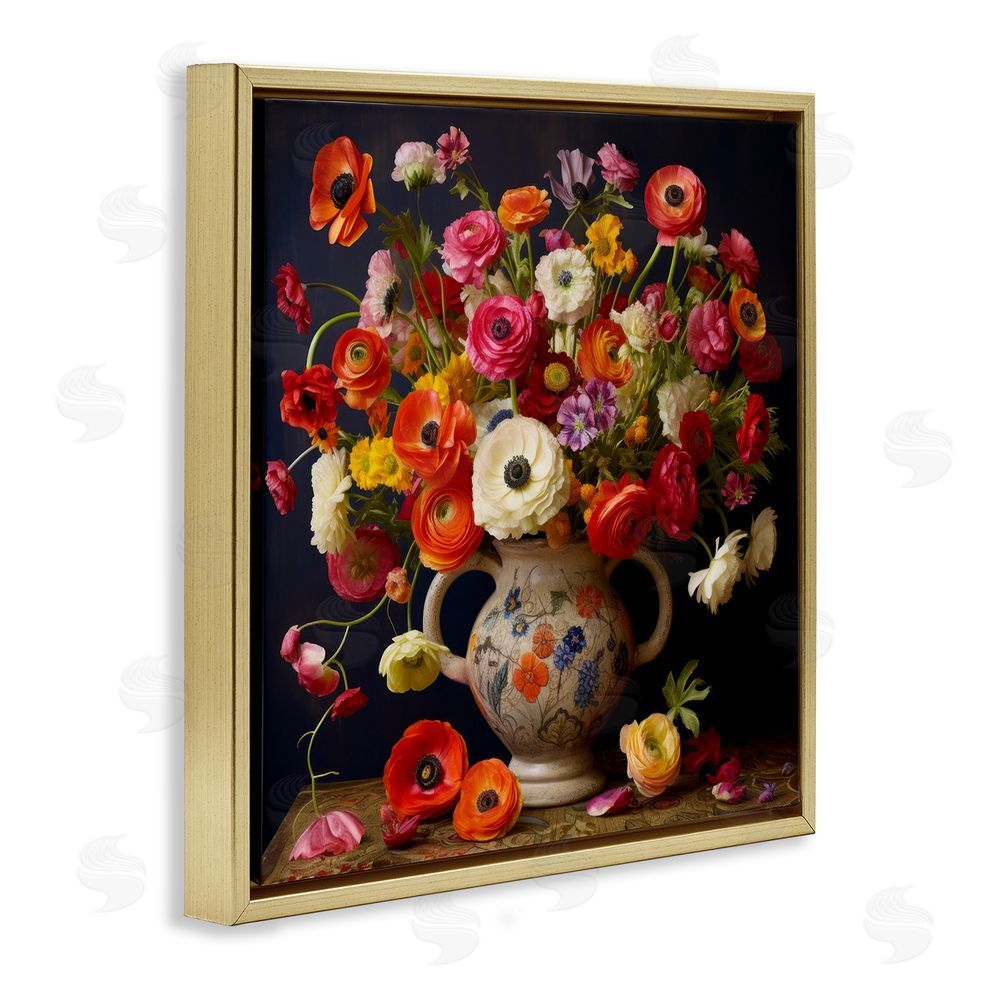 Lazar Studio Harmonious Bouquet Composition Gold Floating Framed Canvas Wall Art
