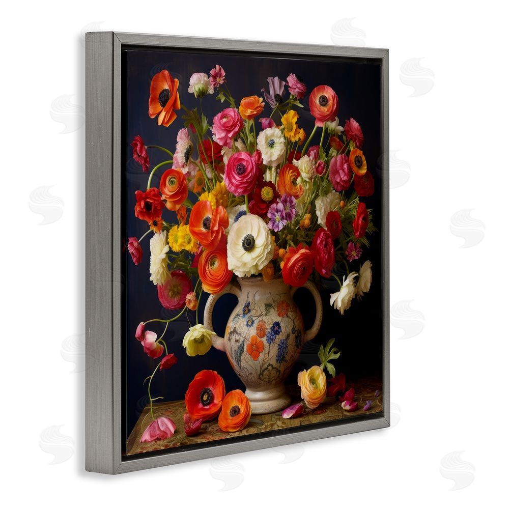 Lazar Studio Harmonious Bouquet Composition Gray Floating Framed Canvas Wall Art