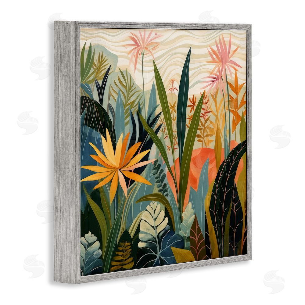 Lazar Studio Tropical Botanical Embrace Gray Framed Giclee Wall Art Print