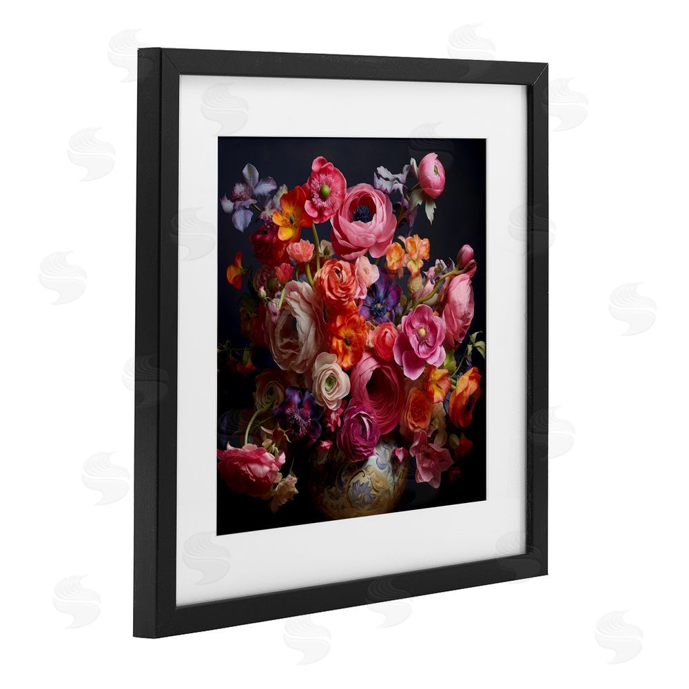 Lazar Studio Harmonious Composition of Florals Black Framed Print Under Glass Wall Art