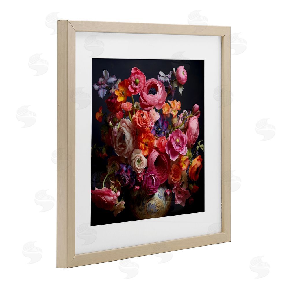 Lazar Studio Harmonious Composition of Florals Brown Framed Print Under Glass Wall Art