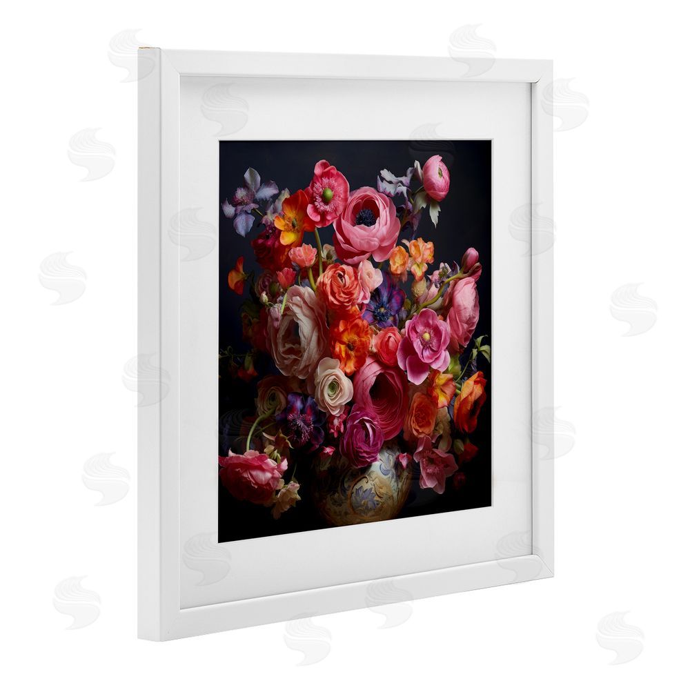 Lazar Studio Harmonious Composition of Florals White Framed Print Under Glass Wall Art