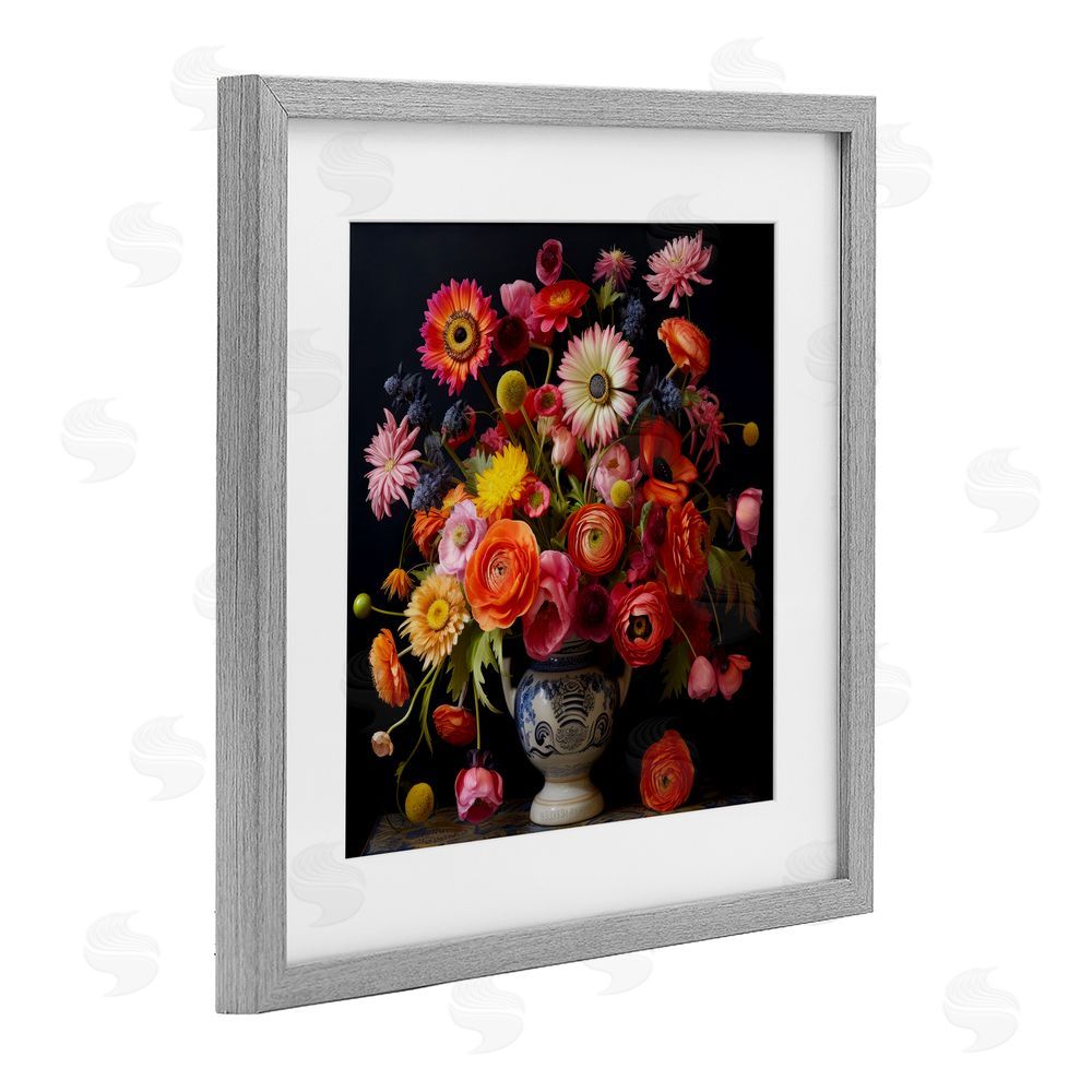 Lazar Studio Harmonious Spring Bouquet Gray Framed Print Under Glass Wall Art