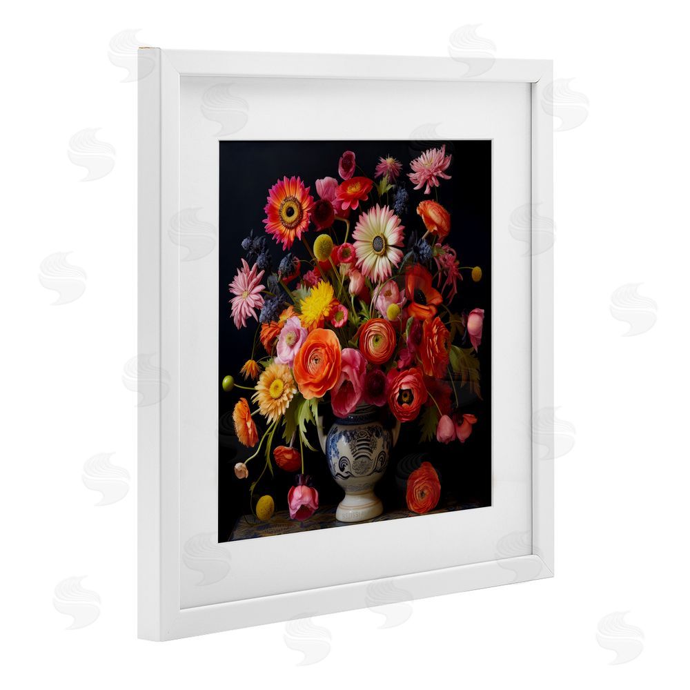 Lazar Studio Harmonious Spring Bouquet White Framed Print Under Glass Wall Art