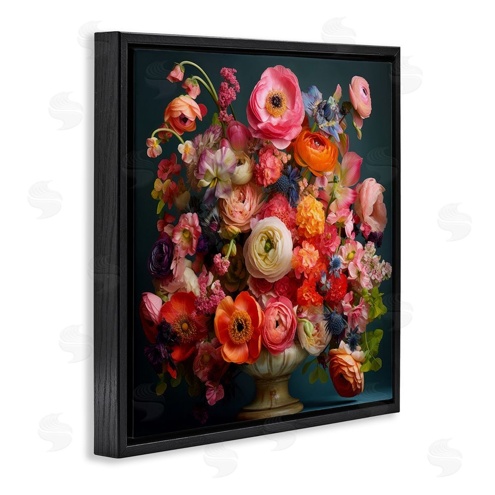 Lazar Studio Harmonious Mixed Peonies Black Floating Framed Canvas Wall Art