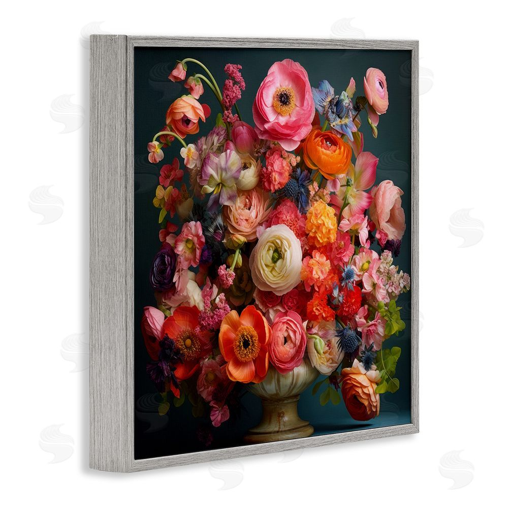 Lazar Studio Harmonious Mixed Peonies Gray Framed Giclee Wall Art