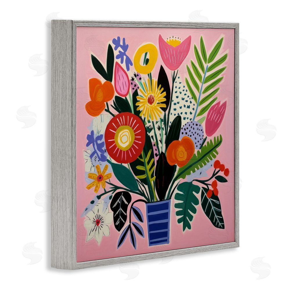 Lazar Studio Floral Flourish Summer Bouquet Gray Framed Giclee Wall Art